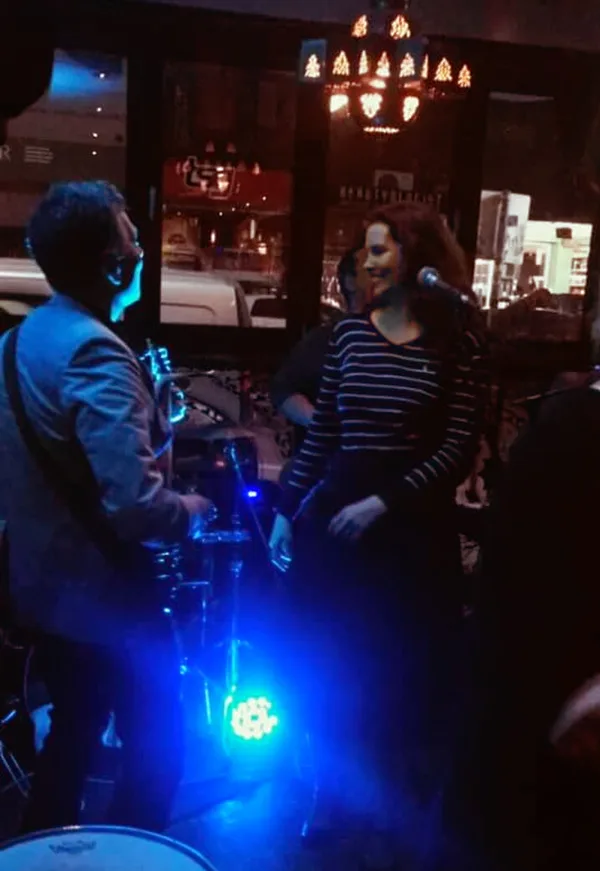 Sarah Maclaine performing with The Bornstein Ultimatum